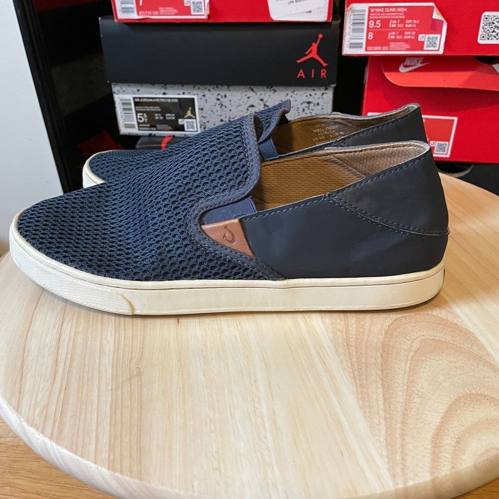 OluKai Pehuea Heu Womens 9 Shoes Blue Sheep Casual Loafers Slip On Sneakers - Picture 4 of 9